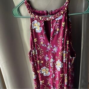 Maggy London Magenta Sleeveless Halter Sundress - knee length